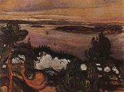 Edvard Munch Smoke of train oil painting artist